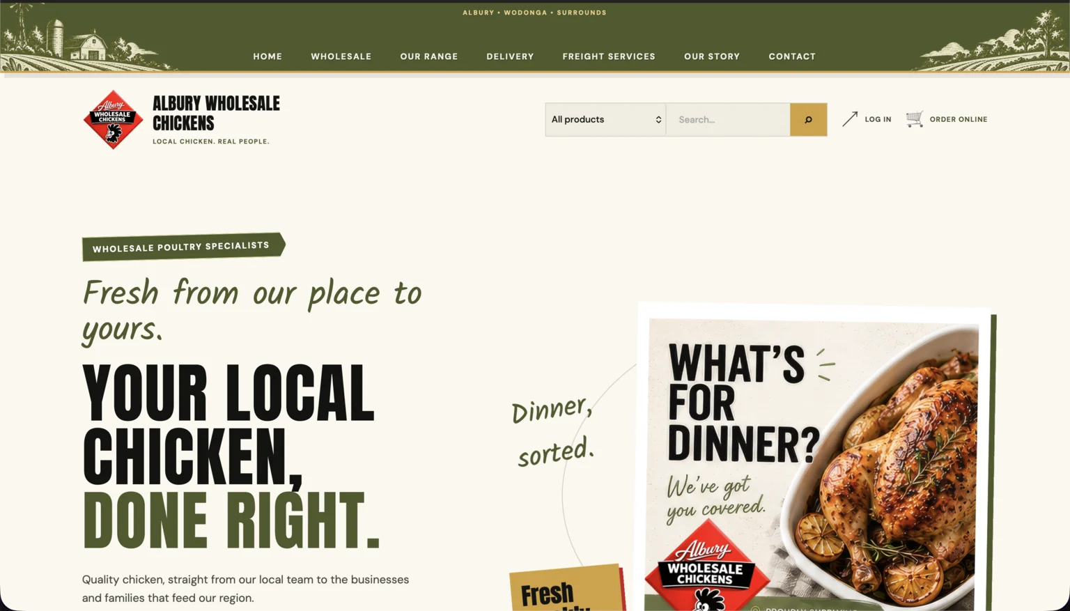 New Albury Wholesale Chickens website concept